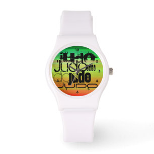 Montre Judo ; Vert, orange et jaune vif