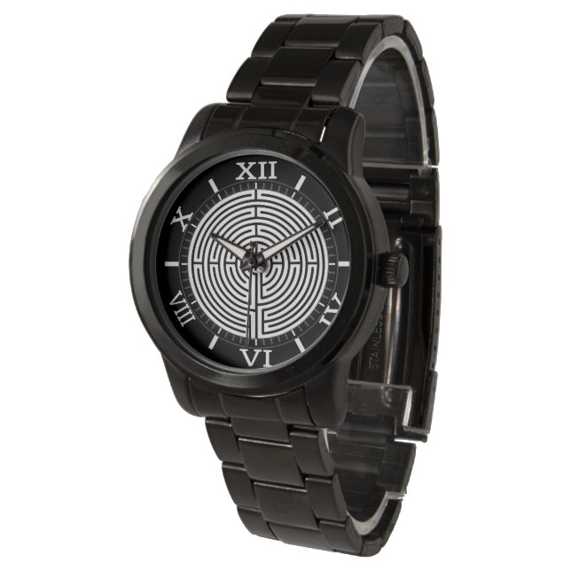 Montre Juste un labyrinthe à cadran en noir (Incliné)