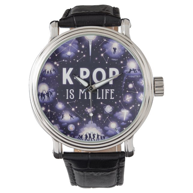 Montre K-pop est ma vie flottant parmi les étoiles (devant)