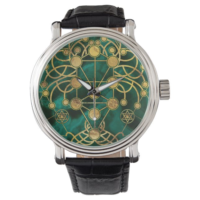 Montre Kabbalah L'arbre de vie - Malachite (devant)
