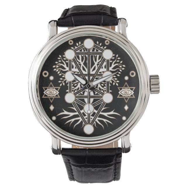 Montre Kabbalah L'Arbre de Vie Ornament de Géométrie Sacr (devant)