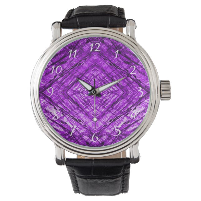 Montre Kaléidoscope en verre violet Texture (devant)