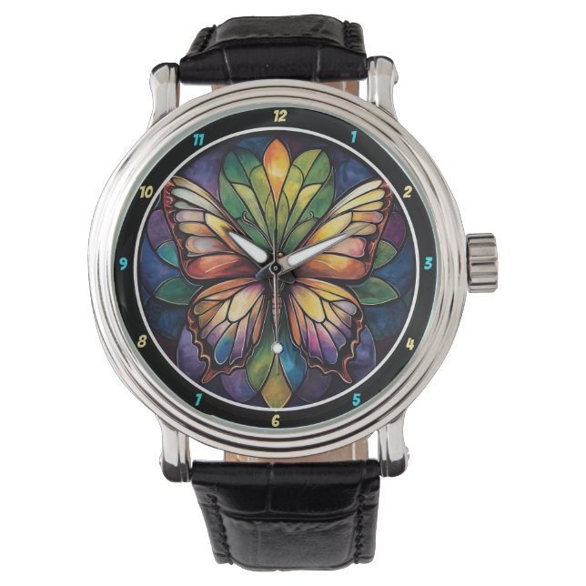 Montre Kaleidoscope Garden" - Stained Glass Butterfly (devant)