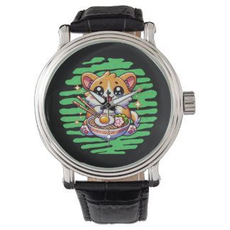 Montre Kawaii Corgi manger bol de Ramen