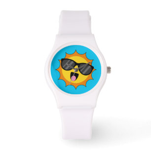 Montre Kawaii Joyeux soleil avec lunettes de soleil
