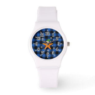 Montre Kawaii Xmas Starfish sur Blue Buffalo Motif