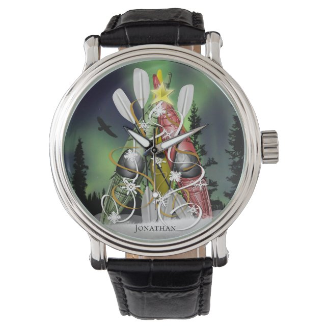 Montre Kayak Arbre de Noël Aurora Borealis kayak (devant)