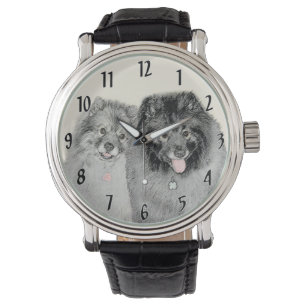 Montre Keeshond Maman et Son Peinture - Art Chien origina