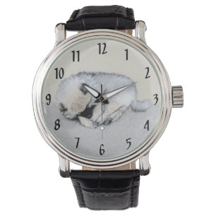 Montre Keeshond Sleeping Puppy Peinture Chien Art origina