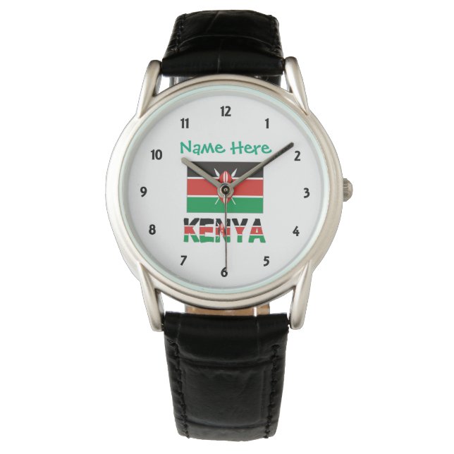 Montre Kenya Drapeau vert Personnalisé Hommes (devant)
