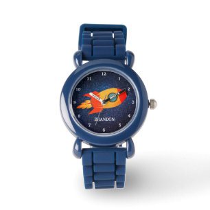 Montre Kids Boys Rocket Space Blue Astronaut Nom