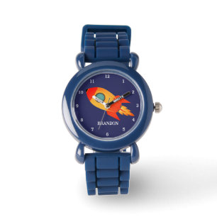 Montre Kids Boys Rocket Space Blue Astronaut Nom
