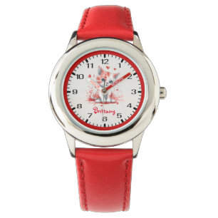 Montre Kitten avec une explosion des Coeurs rouges