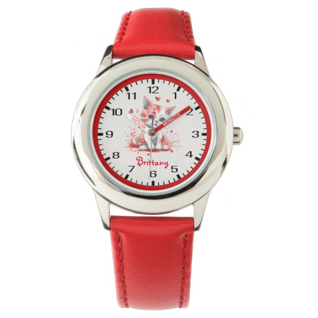Montre Kitten avec une explosion des Coeurs rouges (devant)