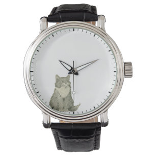 Montre Kitten regardant les mains de l'horloge - horloge 