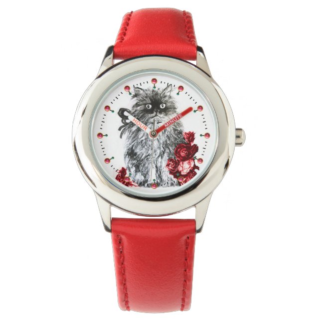 Montre KITTY CAT / CUISINE AVEC ROSES ROSES ROUGES Noir B (devant)