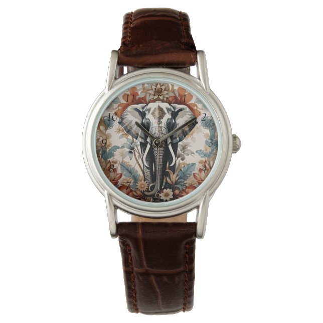 Montre La faune majestueuse des éléphants décorés (devant)