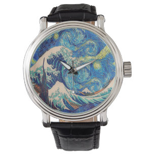 Montre La Grande Vague Au Large De Kanagawa La Nuit étoil