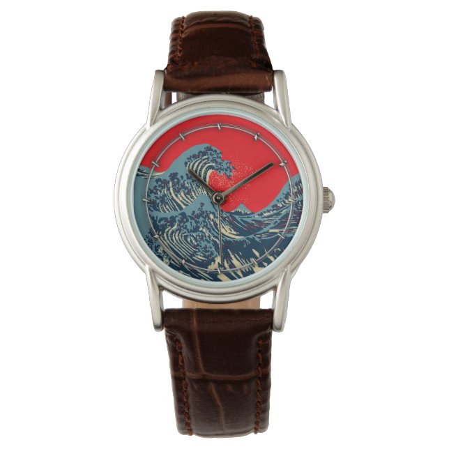 Montre La Grande vague de Hokusai dans un style dynamique (devant)