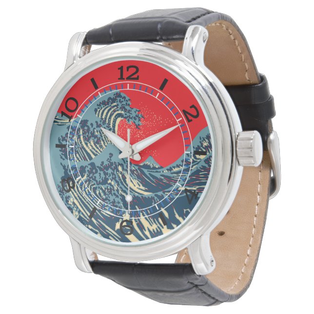 Montre La grande vague de Hokusai dans un style dynamique (Incliné)