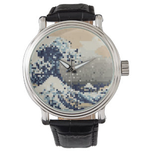 Montre La Grande Vague de l'art Pixel Kanagawa 8 bits