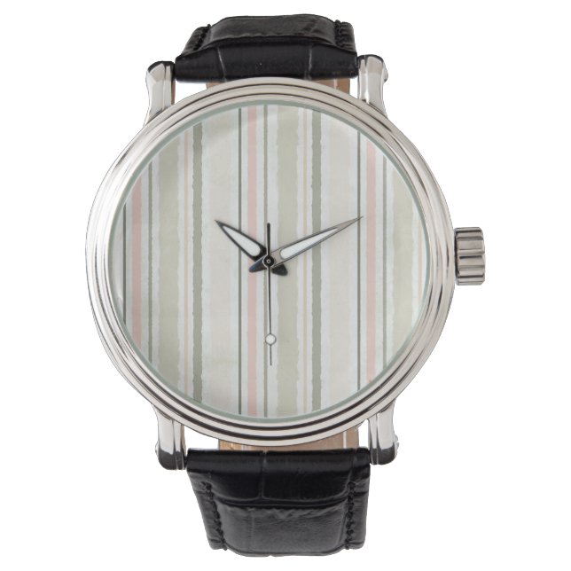 Montre La joie du blanc | Motif de bandes d'aquarelle (devant)