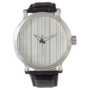Montre La joie du motif de rayures d'aquarelle du blanc  