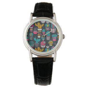 Montre La Main Drawn Cactus dans Sketch Style Pattern