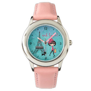 Montre La Paris Girl et Cat With Eiffel Tower