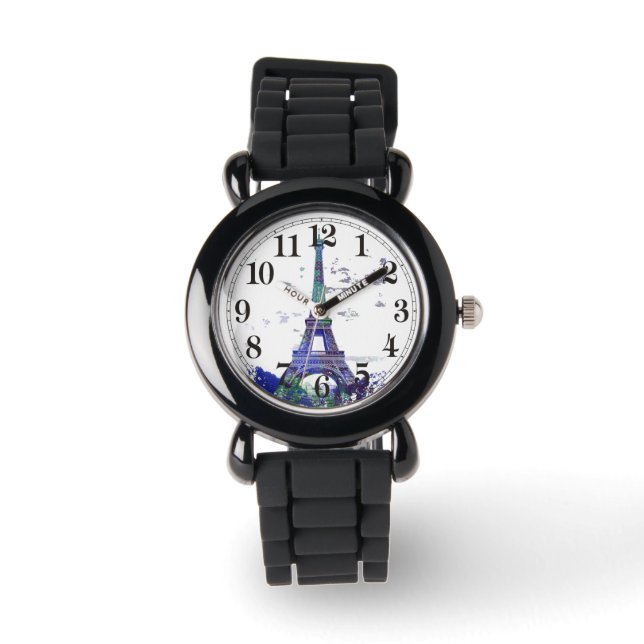 Montre La tour Eiffel éclaboussure de couleurs (Recto)