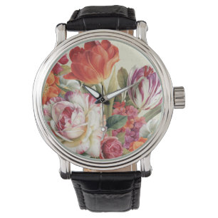 Montre La vue de jardin a jeté des fleurs en l'air