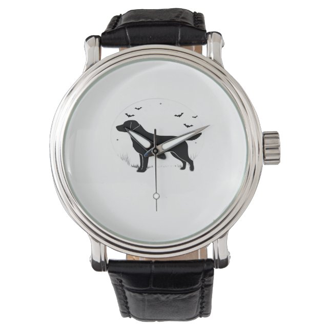 Montre Labrador Retriever Dog - Halloween Moon Silhouette (devant)