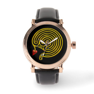 Montre LABYRINTHE MÉDIÉVAL OR HYPER AVEC GEMSTONES Noir