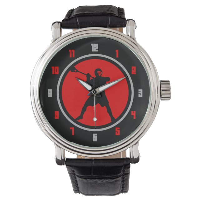 Montre Lacrosse Player -rouge / noir (devant)