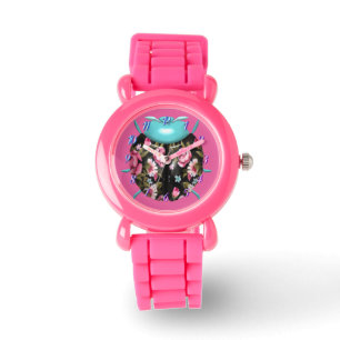 Montre Ladybug victorien floral vintage rose mignon noir
