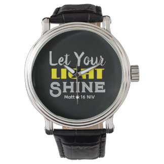 Montre Laissez Votre Lumière Briller Verset Biblique Noir