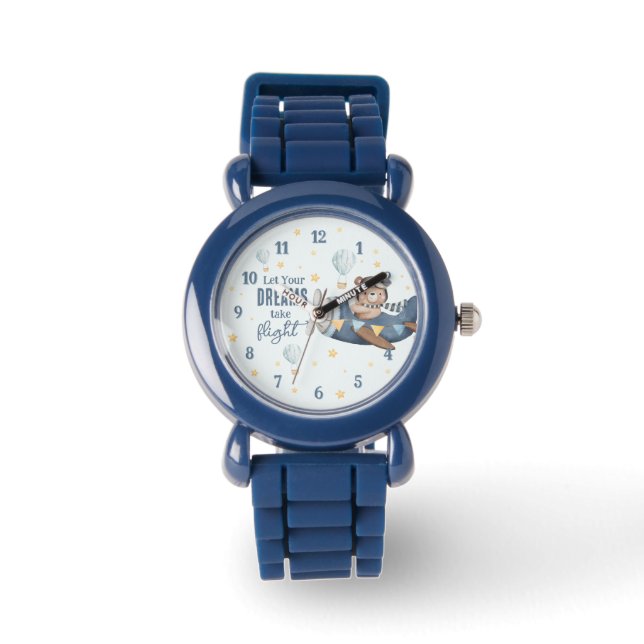 Montre Laissez Votre Rêve Prendre Le Vol Cute Bear Blue P (Recto)