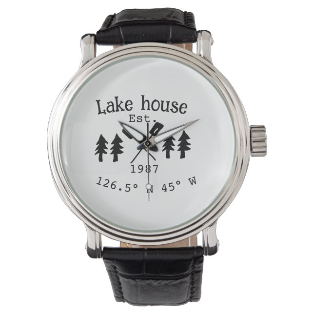 Montre Lake house et. Date année coordonnées personnalisé (devant)
