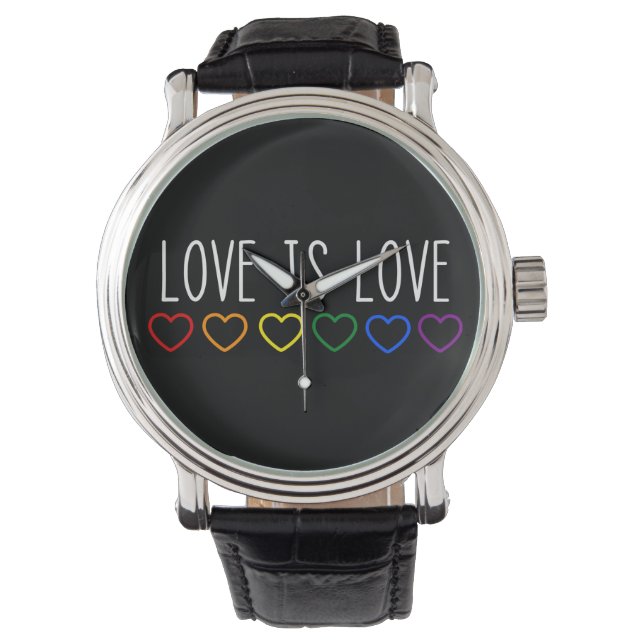 Montre L'amour est Coeurs d'amour LGBTQ (devant)