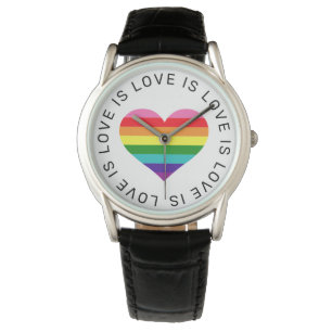 Montre L'amour est l'amour Black Rainbow Heart LGBTQ Prid