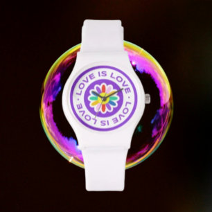 Montre L'amour est l'amour Fleur arc-en-ciel
