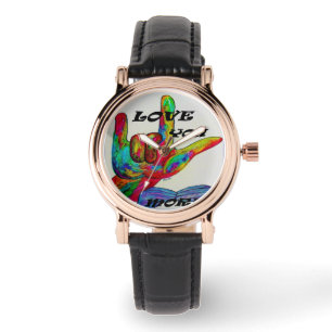 Montre Langue des signes américaine d'ASL JE T'AIME PLUS