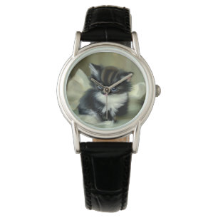 Montre Langue vintage de Kitten noir et blanc