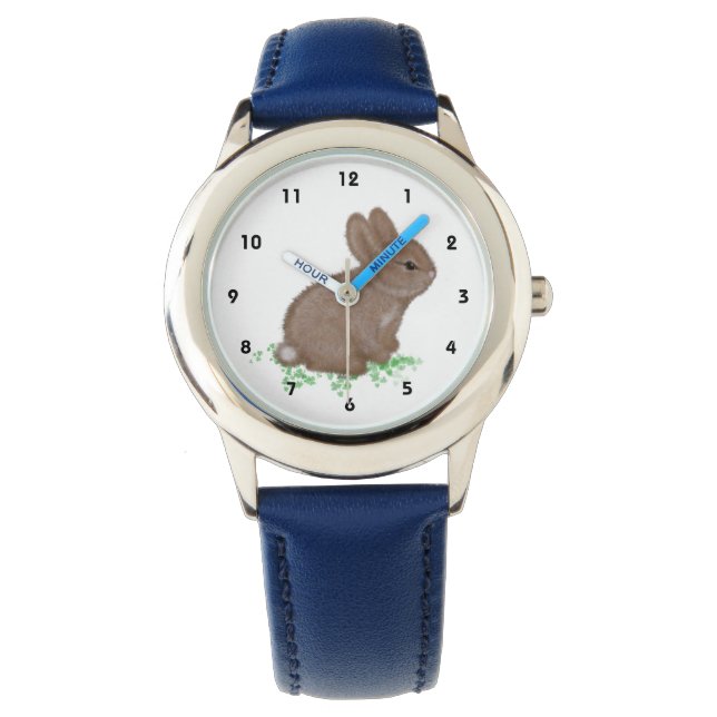 Montre Lapin boisé mignon en trèfle (devant)