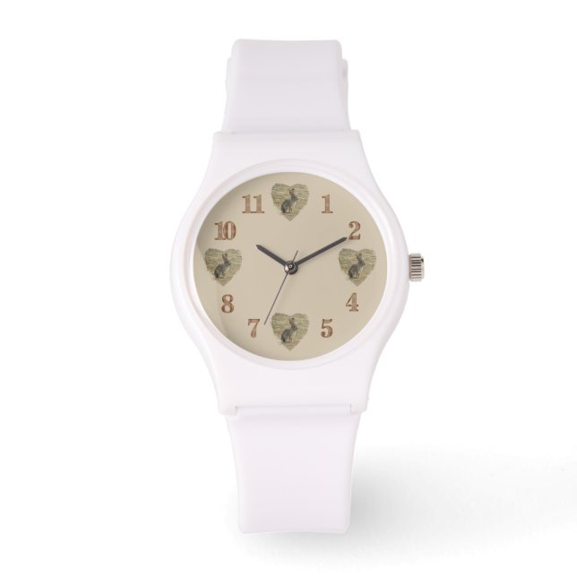 Montre Lapin et Coeur Nature Photo adorable Animal sauvag (Recto)