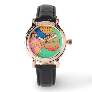 Montre L'art Abstrait de la sirène colorée