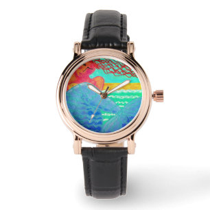 Montre L'art Abstrait de la sirène solaire à porter