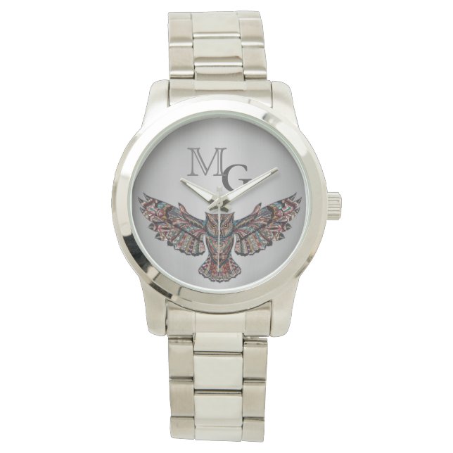 Montre L'art de la chouette métallique (devant)