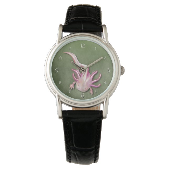 Montre L'art de l'Axolotl blanc "poissons marchants" (devant)