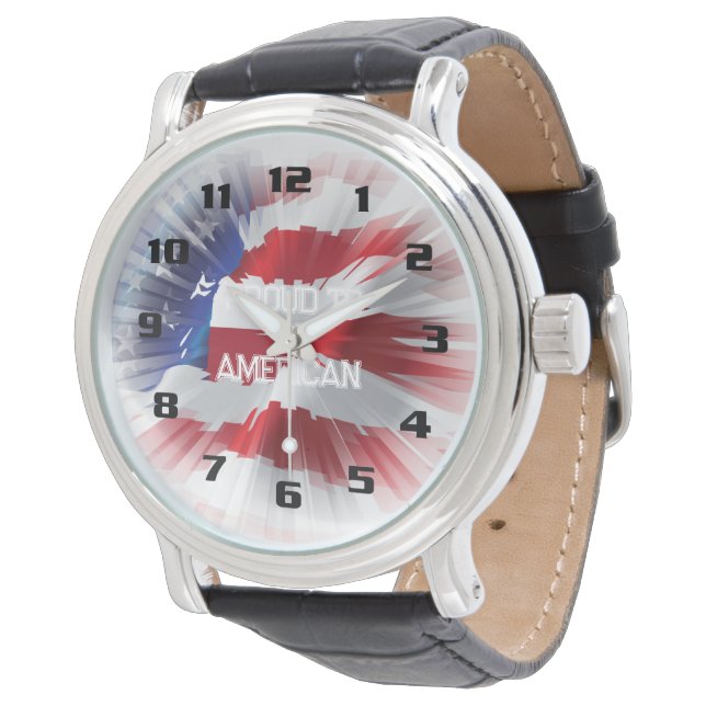 Montre Le drapeau patriotique américain fier d'être améri (Incliné)